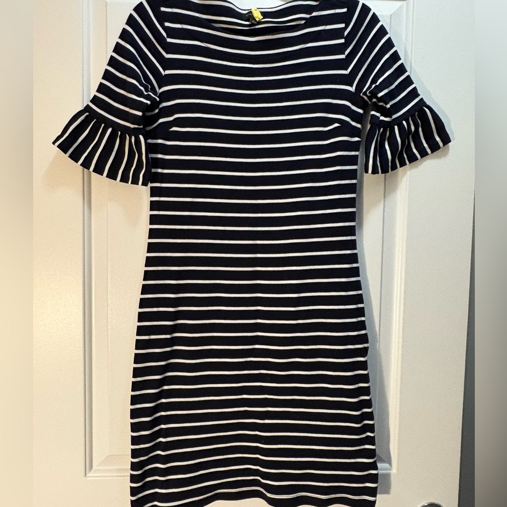Talbots Ruffle Sleeve Striped Dress